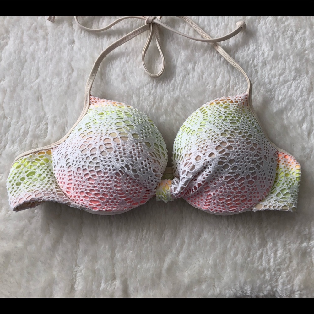 Victoria’s Secret PINK | Halter Push-up Rainbow Bikini Top - Picture 3 of 10